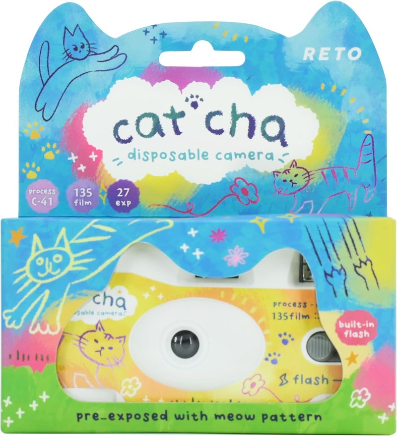 Retocolor Cat'cha 35mm Disposable Film Camera 27EXP, ISO400, Color Negative Film, Focus Free, Easy to Use, Built in Flash, Single Use (Film and Battery Included) (CAT'CHA) - Image 1